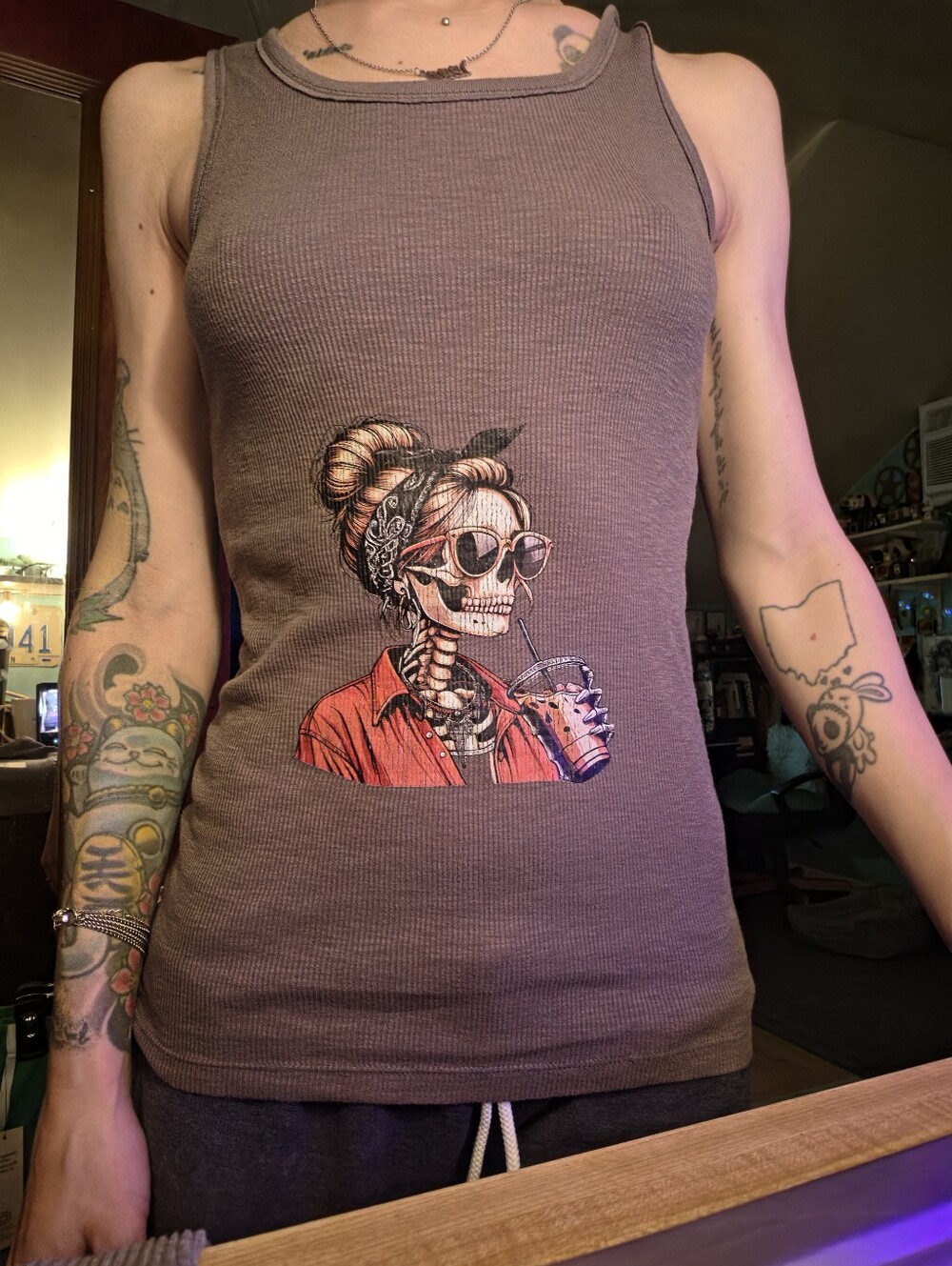 cute skull girl tank